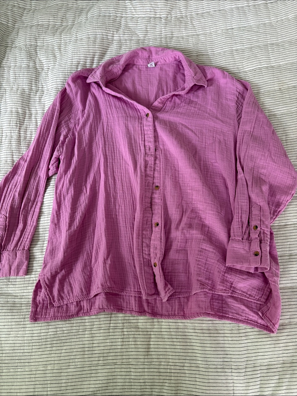 Old Navy Linen Button-Up Blouse in Magenta Pink